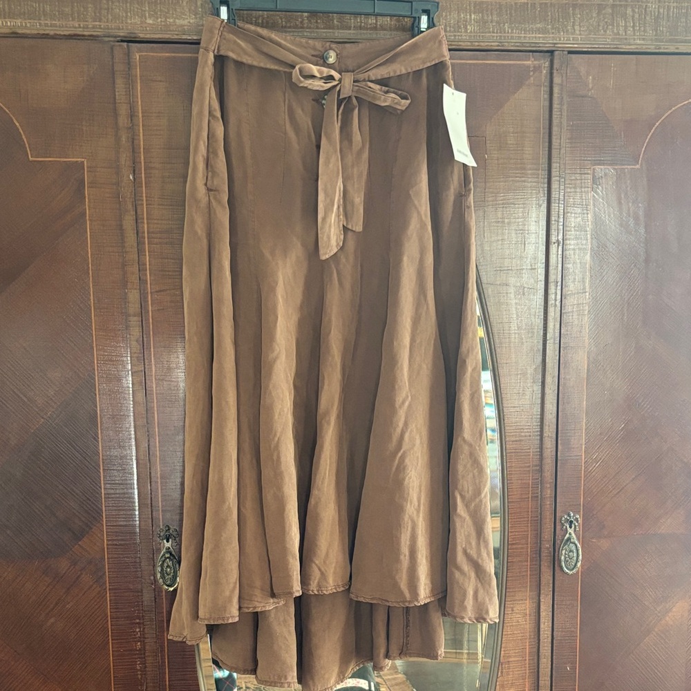 Brown Women's Skirt with Tie Waist